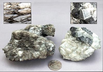Calcite, two specimens, Nantiago. (CWO) Bill Bagley Rocks and Minerals