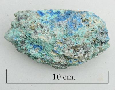 Linarite and Malachite, Geufron. (CWO) Bill Bagley Rocks and Minerals