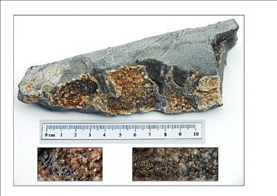 Pyrite on Dolomite, Tan y Foel quarry. Bill Bagley Rocks and Minerals