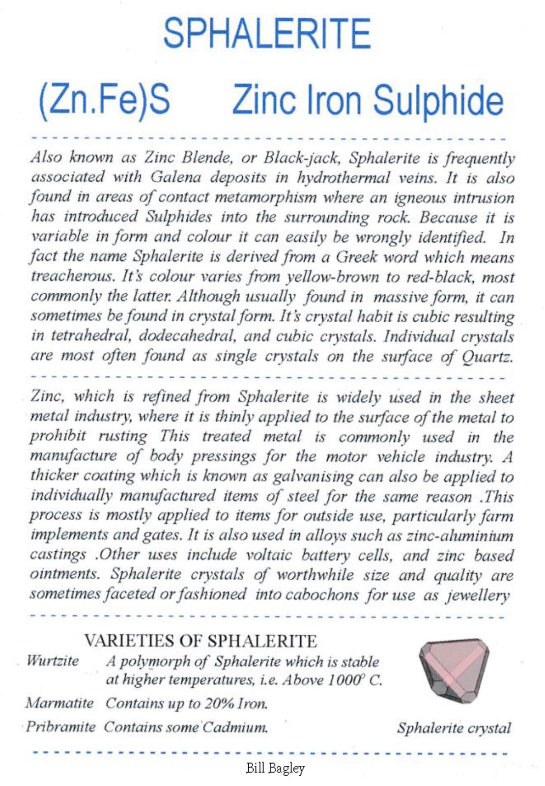 Sphalerite Bills Publications